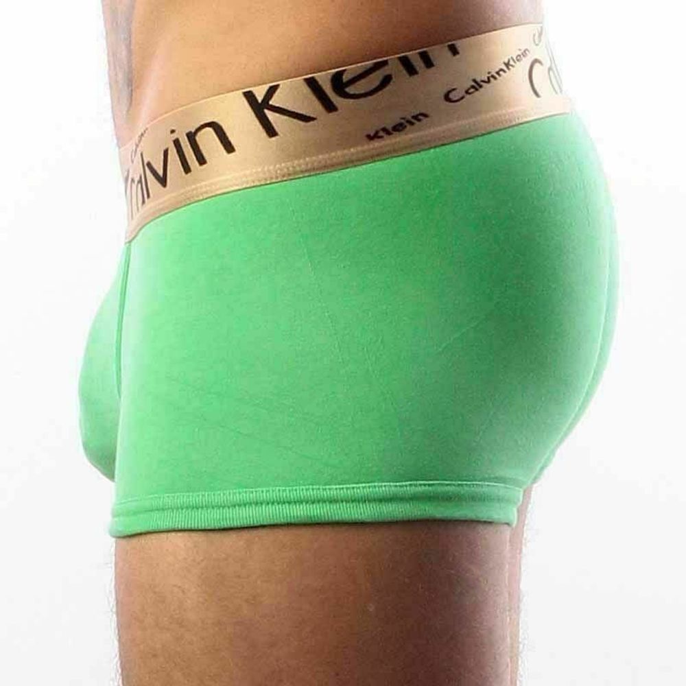 Мужские трусы хипсы зеленые с косой резинкой Calvin Klein Bronze Boxer Italics Green