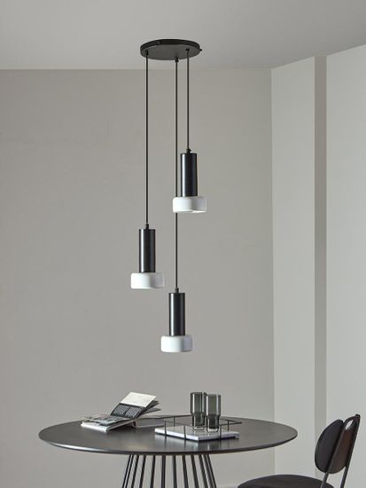 Светильник подвесной каскадный fungus, D15х25 см, 3 плафона, белый/черный