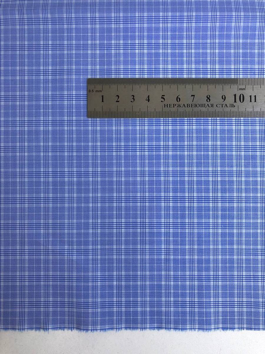 Коттон сорочка принт клетка, голубой/белый NB#97