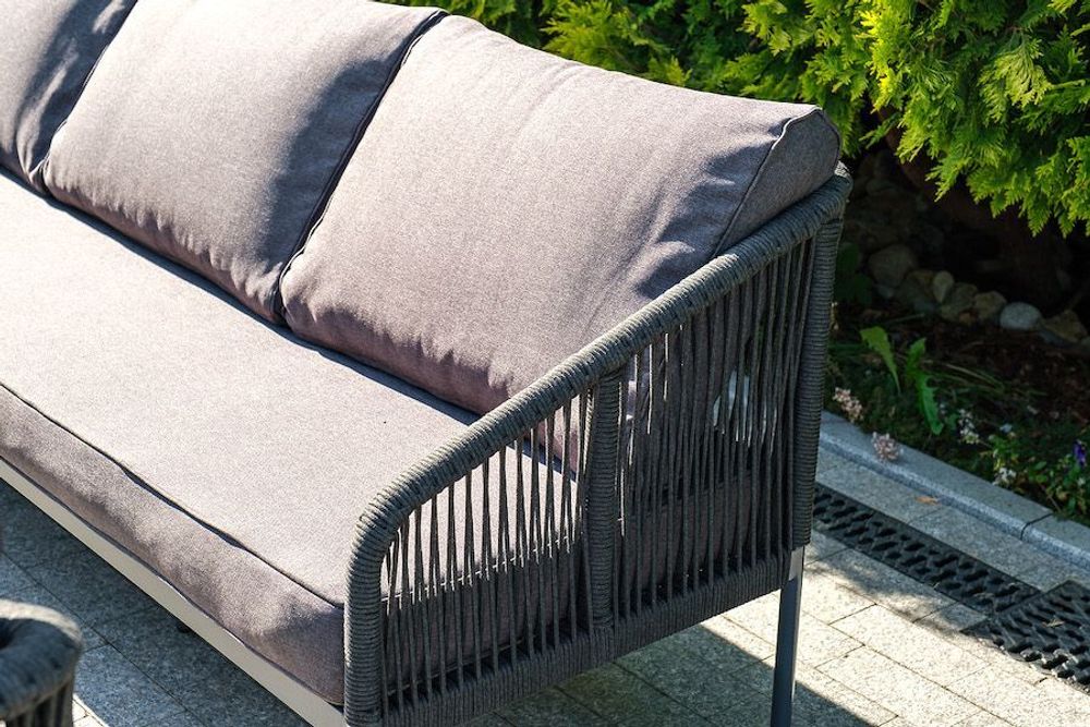 "Канны" лаунж-зона 5-местная плетеная из роупа (веревки), цвет темно-серый