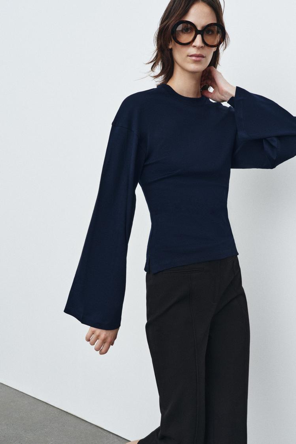 ZARA ПРИТАЛЕННАЯ ФУТБОЛКА SUPIMA®, МОРСКОЙ СИНИЙ