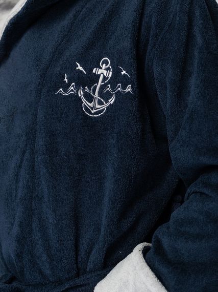 Халат мужской STEVEN с капюшоном Синий/серый "Polens"