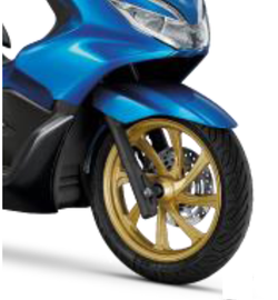 44650-K97-T00ZB. WHEEL SUB ASSY., FR. Gold color. Honda PCX