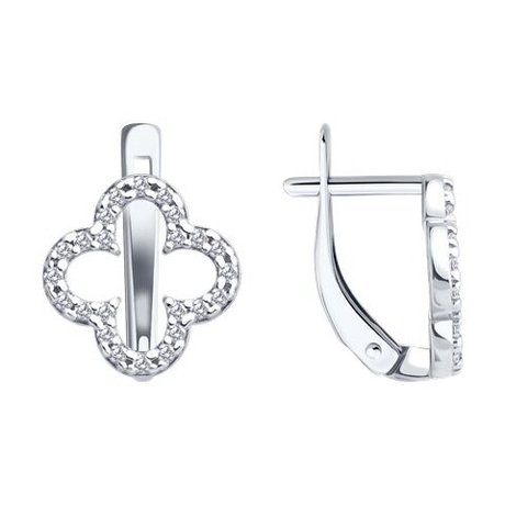 Серьги из серебра с фианитами