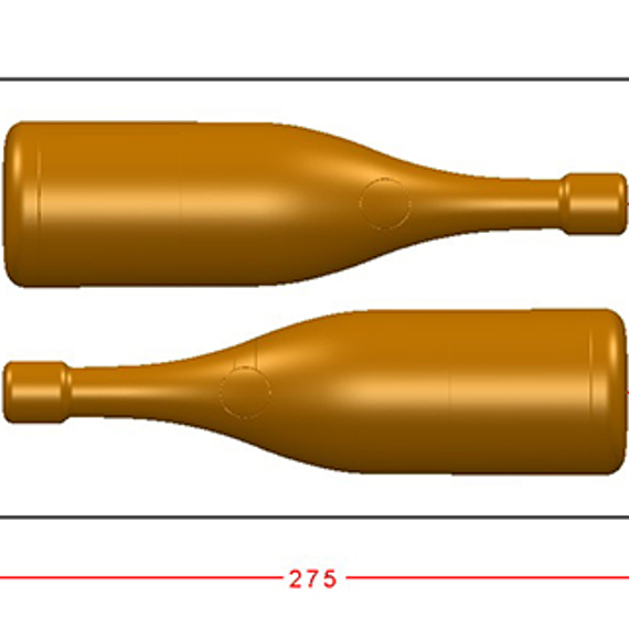 1095 | Форма для шоколадных изделий "Бутылочка шампанского" (275*175 мм)