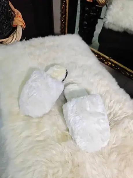 Меховые домашние тапочки "Лама" из натуральной овчины