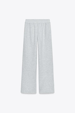 ZARA БАЗОВЫЕ БРЮКИ ИЗ МЯГКОЙ ТКАНИ, СЕРЫЙ МЕЛАНЖ