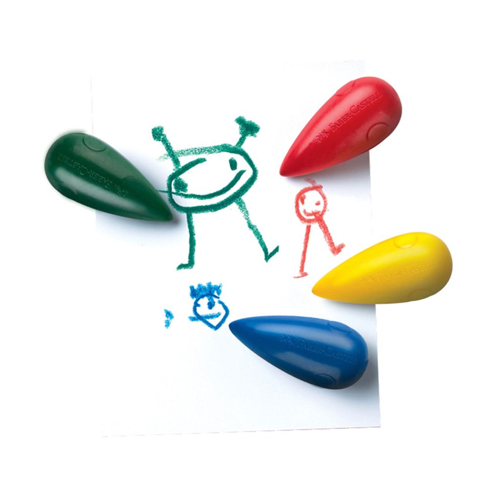 Мелки восковые Faber-Castell 04цв., фигурные, блистер, европодвес