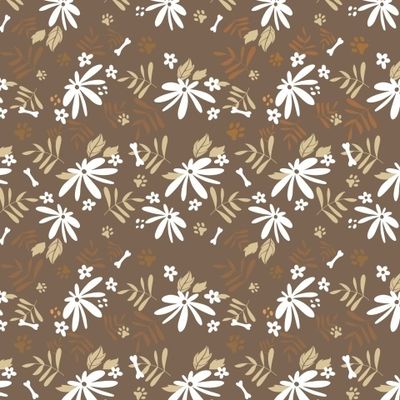 Белые цветочки с косточками и лапками на темном фоне