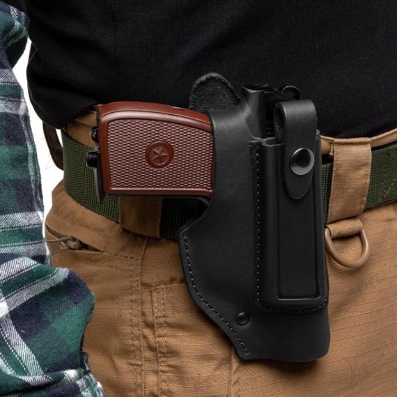 Кобура поясная под ПМ с запасной обоймой черная (HS-ПК-4bl) Helios