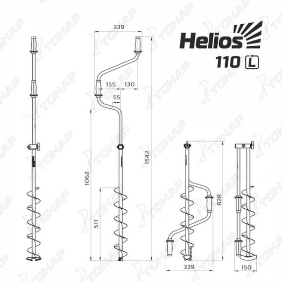 Ледобур Тонар HELIOS HS-110D (левое вращение) LH-110LD