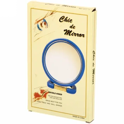 Зеркало настольное двухстороннее в пластиковой оправе «Янтарь» круг, подвесное d-9см (Стикер на минивложение12шт)