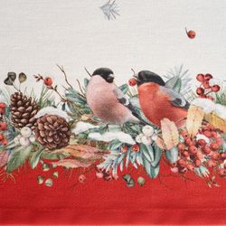 ДОРОЖКА "МОРОЗКО.СНЕГИРИ "45Х215СМ ,КРАСНЫЙ, 100% ХЛОПОК,ТВИЛ ПРОПИТКА