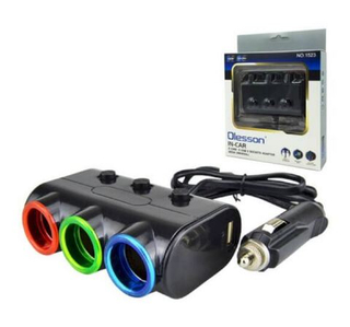 Разветвитель прикуривателя 3гнезда + 2USB+ провод,подсветка Olesson NO 1523