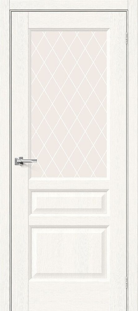 Дверь Неоклассик-35 / Цвет White Wood / Стекло White Сrystal / Двери Браво