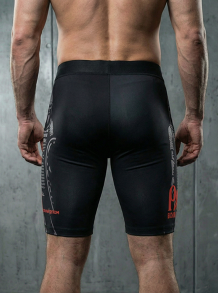 Компрессионные шорты мужские черные LEGENDA Рать красная