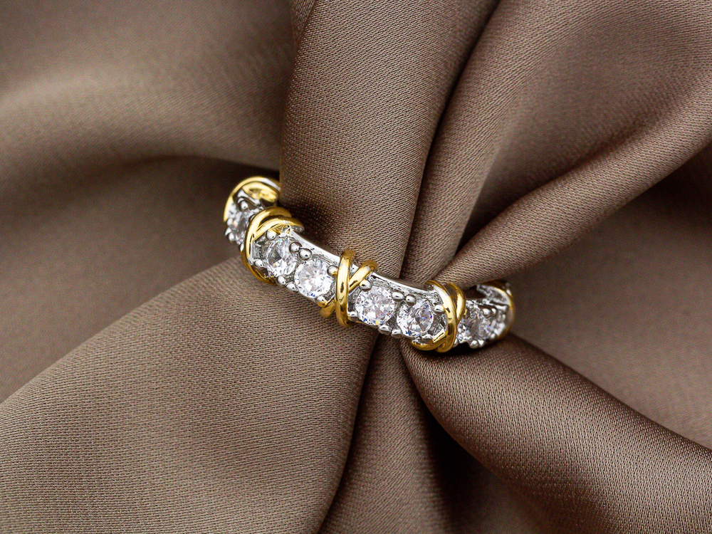 Кольцо "Tiffany" со стразами, неразъемное