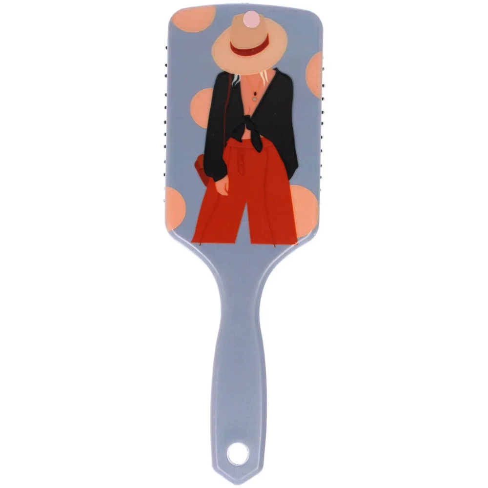 Расческа массажная прямоугольная форма «КОЛЛЕКЦИЯ ИМАНИ - МИРА», микс 4 дизайна, 24*7,5см (PVC упаковка)