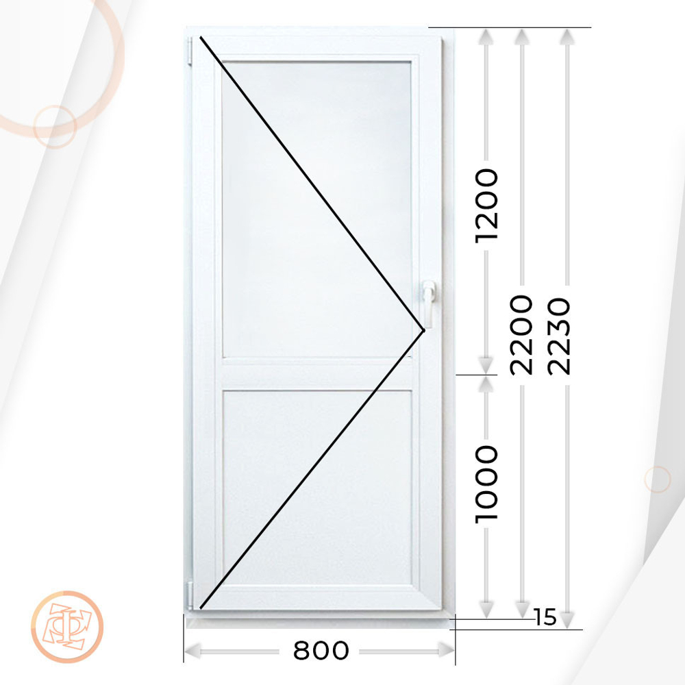 Дверь из ПВХ 2200 х 800