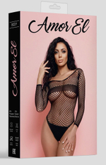 Сексуальное боди-сетка с рукавами (Размер: S-M-L) (Цвет: черный)