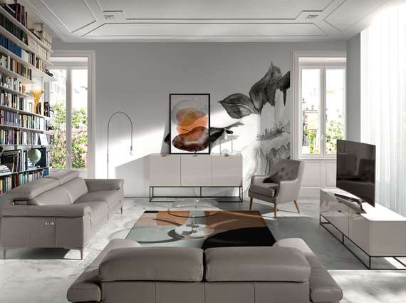 Двухместный диван с реклайнером Angel Cerda 5320-2P, серая кожа