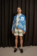 Купить Куртка Soeurs Утепленная с Кружевным Карманом синяя Куртка Soeurs Утепленная с Кружевным Карманом синяя