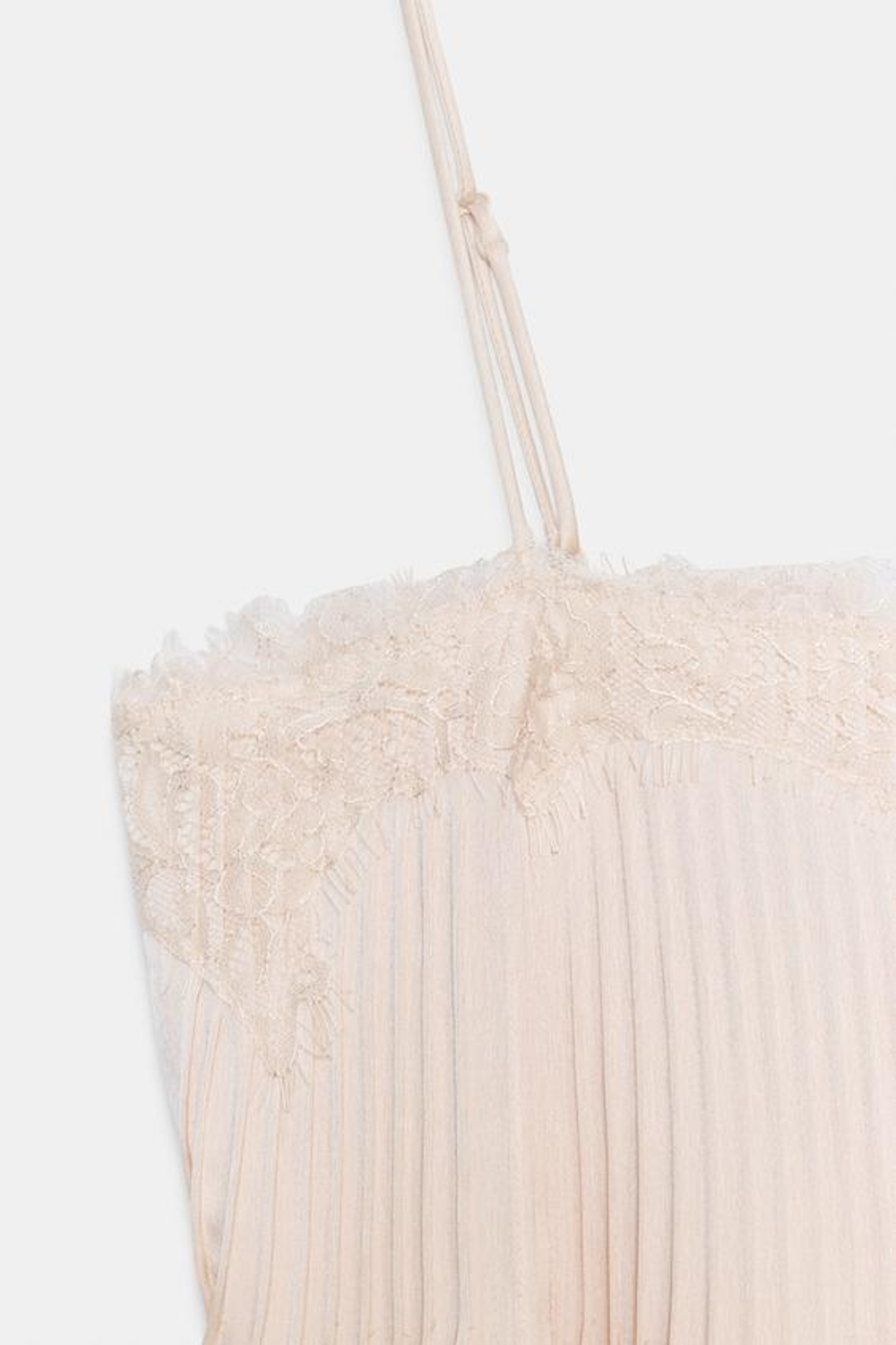 ZARA ТОП В БЕЛЬЕВОМ СТИЛЕ С КРУЖЕВОМ — ZW COLLECTION, БЕЖЕВО-РОЗОВЫЙ