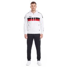 Костюм спорт. муж. с капюш. MIKASA MT550/701-078-3XL, р.3XL, 100% полиэстер, бело-черно-красный