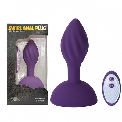 Вибромассажёр анальный римминг двойной с пультом "Swirl Anal Plug", Фиолетовый