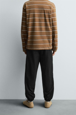 ZARA ЗАУЖЕННЫЕ БРЮКИ-ДЖОГГЕРЫ, ЧЕРНЫЙ