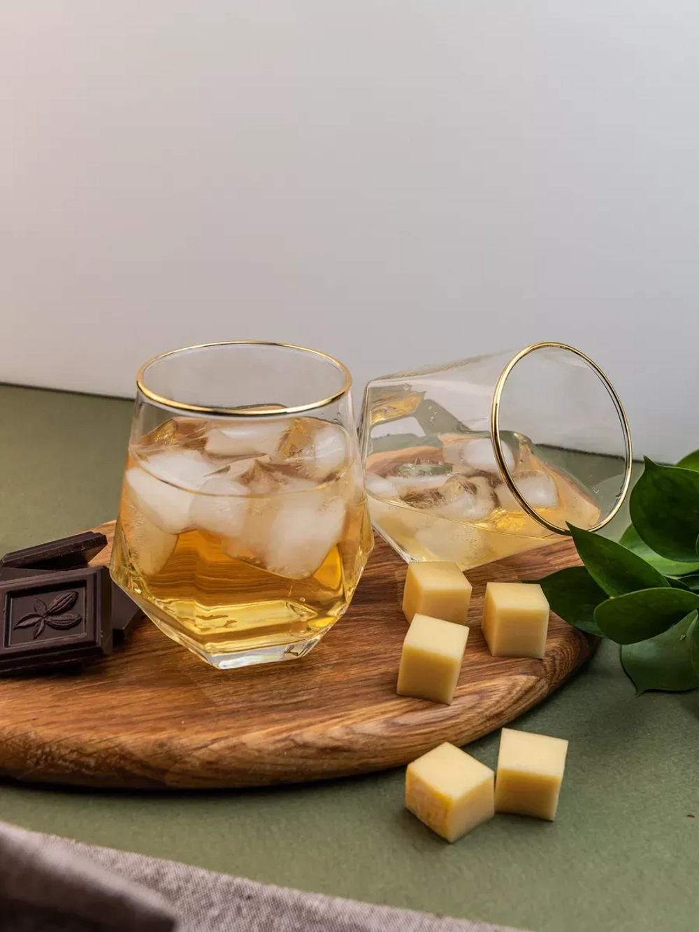 Набор шестигранных стаканов, 330мл, золотая кайма, 6 шт.