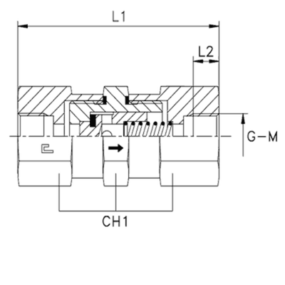 Клапан обратный с внутренней резьбой M22x1.5 впускной