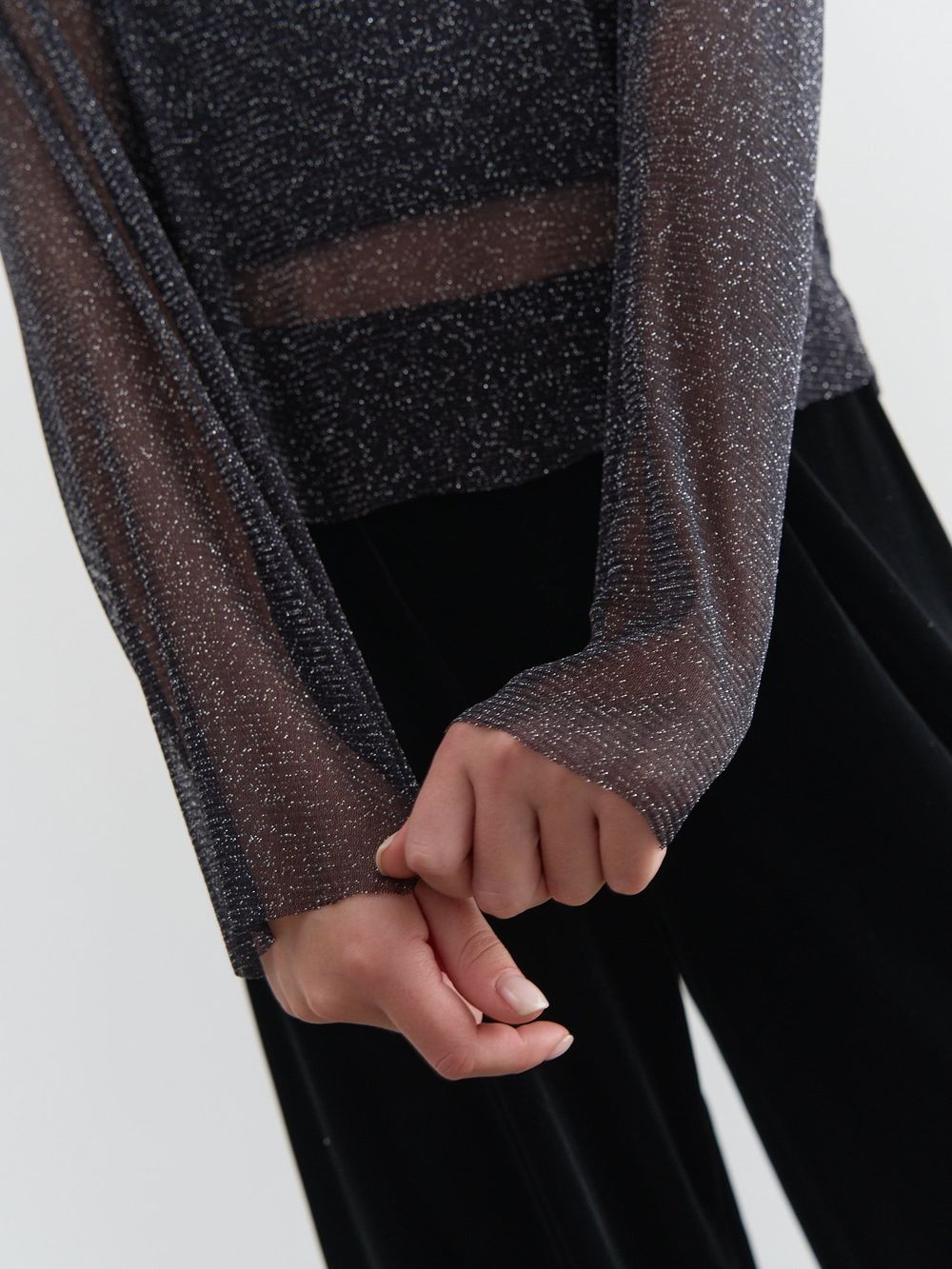 Лонгслив сетка + топ "Уголь" 7+