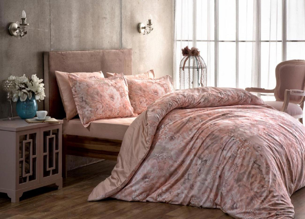 Комплект постельного белья ТАЧ Сатин Digital семейный "BLANCHE" V01-Розовый