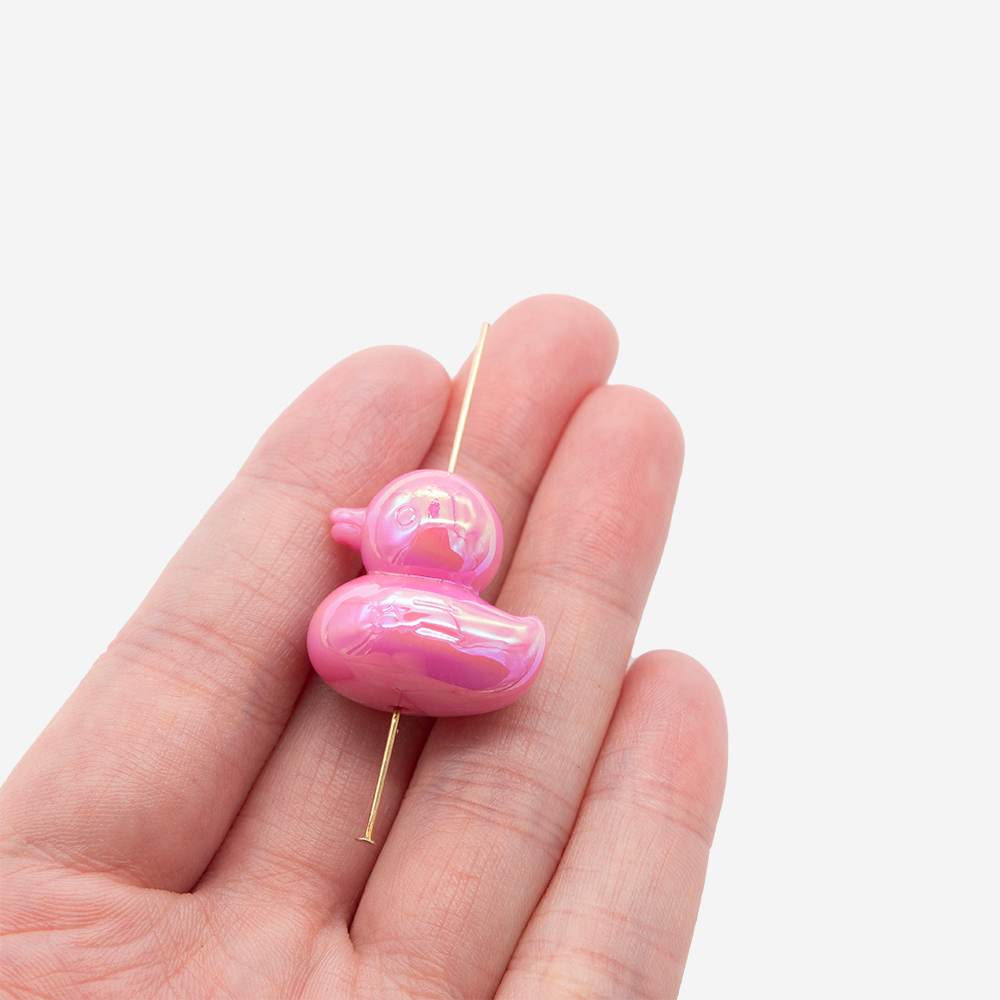 Подвеска "Перламутровая уточка", 22мм, акрил, продольное отверстие