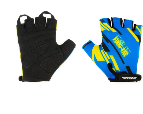 Перчатки TRIX nw  мужские, L, коротк. пальцы, гелев. вставки, дышащая лайкра/искусств. замша, желто-синие