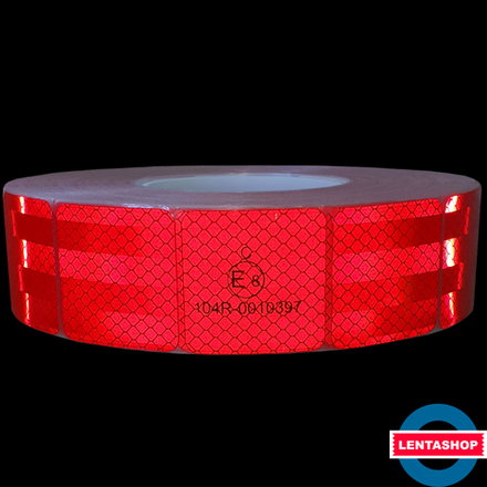 Красная сегментированная светоотражающая лента 104R для контурной маркировки 50 мм х 50 м