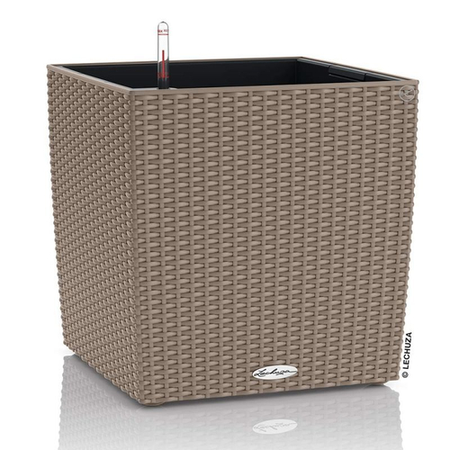 Кашпо Lechuza "Cube Cottage Complete sand brown" (пластик), 50x50xH54 см