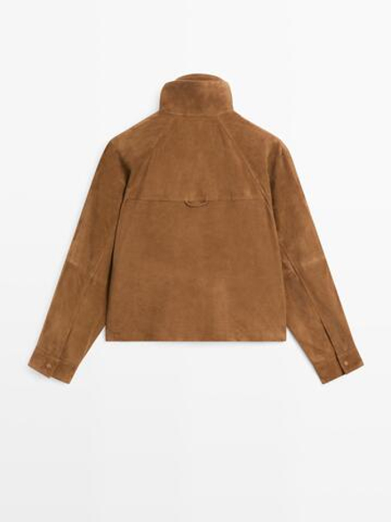 Massimo Dutti Замшевая куртка с пуговицами, цвет верблюжьей шерсти