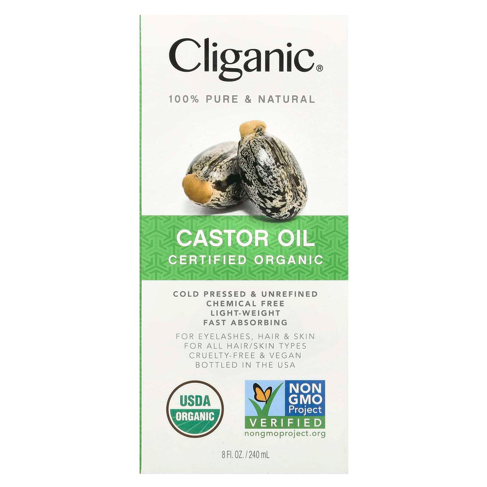 Cliganic, 100% чистое и натуральное, органическое касторовое масло, 240 мл (8 жидк. унц.)