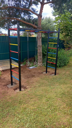 Монтаж уличной шведской стенки Sv Sport Рукоход (4 вертикальных столба)