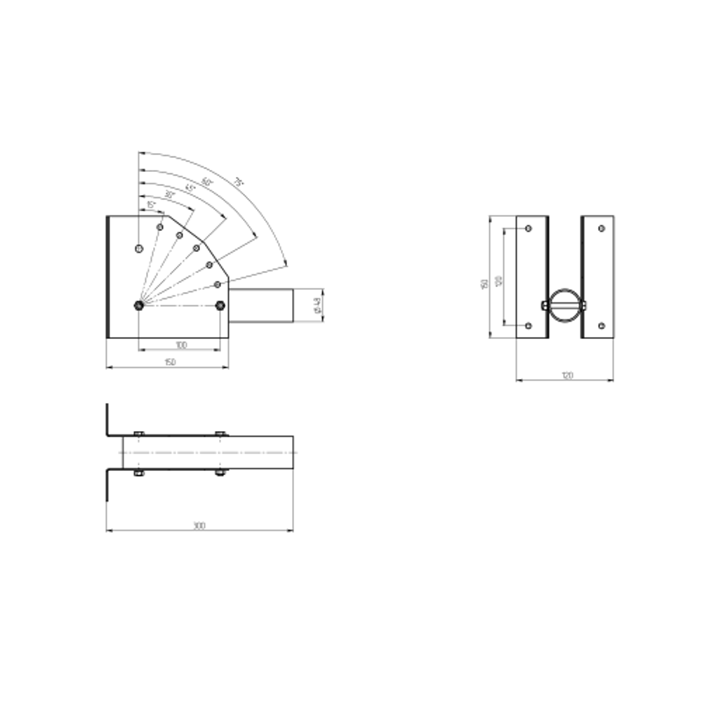 Кронштейн для уличного светильника ЭРА SPP-AC2-0-300-048 с переменным углом 300mm d48mm