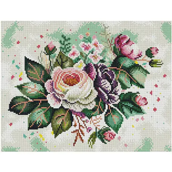 Almaz qaşlarla mozaika \ Алмазная мозаика \ Diamond painting ТРИ СОВЫ "Цветочная композиция", 30*40см, холст на деревянном подрамнике, картонная