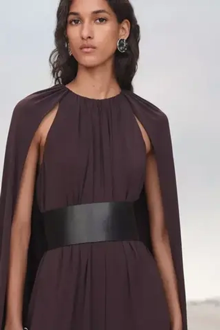 ZARA ПЛАТЬЕ-НАКИДКА С ПОЯСОМ - LIMITED EDITION, БАКЛАЖАНОВЫЙ