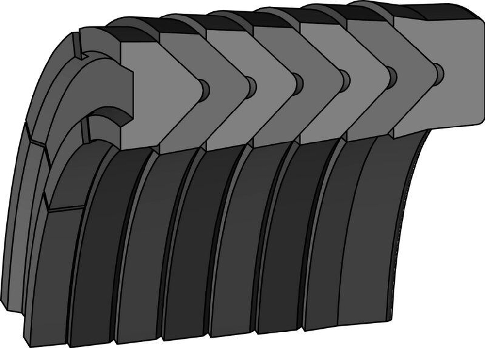 A122-044/2 V-образное штоковое уплотнение 44,45-69,85-50,8/8