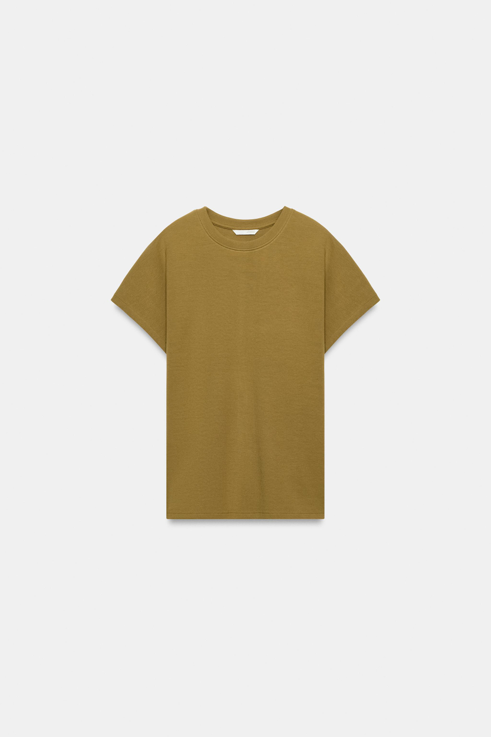 ZARA ФУТБОЛКА INTERLOCK С ЯПОНСКИМИ РУКАВАМИ, ОЛИВКОВЫЙ