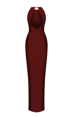 Платье макси из крепа с горловиной халтер