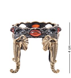 Народные промыслы AM-3998 Подсвечник «Слоны Индия» (латунь, янтарь)