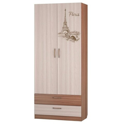 Шкаф для одежды с ящиками Вояж, 901х446х2136 мм, ясень тёмный, ясень светлый