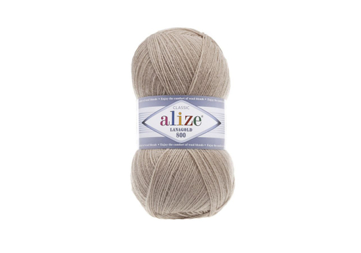 ALIZE "LANAGOLD 800", 49% шерсть, 51% акрил, 100 гр, 800 м, 05 бежевый